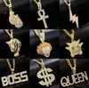 Personalidade europeia e americana exagerada tendência hip-hop pingente totalmente cravejado colar hip-hop joias colar de dólar americano masculino estilo hip-hop