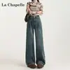 Jeans Retro Americanos de Pierna Ancha para Mujer, Versátiles de Moda, Nuevos de Cintura Alta, Adelgazantes, Holgados, con Caída, Pierna Recta, de Largo Completo