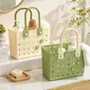 Cesta para Lavar en el Baño, Cesta de Almacenamiento Exterior de Ratán con Drenaje de Agua, Cesta de Almacenamiento tipo Tote de Plástico para el Hogar