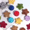 Nuevas Cuentas de Estrella de Cinco Puntas de Terciopelo con Estampado de Leopardo con 16 Agujeros Rectos para Llaveros de Teléfono, Cadenas de Bolsos y Piezas de Accesorios de Bricolaje