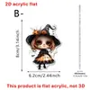 Fantasma Rosado Lindo de Halloween Sosteniendo una Paleta Colgante Plano de Acrílico Decoración Festiva Adorno Atrezo