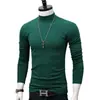 Camisa de manga larga para hombre, cuello alto medio, bonita y cálida camiseta interior, prenda interior de color liso, top de otoño, camiseta ajustada estilo coreano tendencia