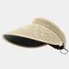 Chapéu de Sol para Férias Estilo Francês com Aba Larga, Respirável, Dobrável, Proteção Solar, Chapéu de Praia Moderno para Mulheres