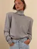 Novo suéter de malha com gola alta e ombros acolchoados para outono e inverno, com design transfronteiriço, suéter base solto de manga longa