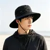 Chapéu Masculino Novo Verão Exterior Pesca e Montanhismo Respirável Proteção Solar Aba Larga Chapéu de Pescador Proteção Solar Chapéu de Sol