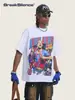 Camiseta de Algodão Puro Estilo Ronaldinho 2026 Transfronteiriça para Homens, Gola Redonda Retro Americana, Ombros Caídos, Caimento Solto, Camiseta Masculina Versátil de Manga Curta