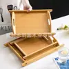 Nueva Bandeja Rectangular Simple de Madera de Bambú para Comedor en Casa Bandeja Multifuncional Grande y Pequeña con Doble Asa Venta al por Mayor