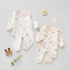 Ropa de bebé, mameluco de una pieza para niñas en otoño, enterizo sin costuras, pijama para todas las estaciones, traje para gatear al aire libre, conjunto de una pieza de algodón puro para recién nacidos
