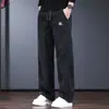 Pantalones Casuales de Peso Grueso para Hombre Otoño Invierno Sueltos Rectos de Pierna Ancha Pantalones de Terciopelo Plus Cintura Elástica Pantalones Banana de Terciopelo Boao