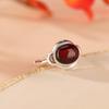 Joyería Yuebao S925, anillo de plata de ley con diseño retro de pimienta de sangre, simple, geométrico, con forma de huevo, elegante, abierto, combinable.