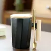 Taza Minimalista Nórdica de Cerámica con Mango de Madera y Tapa Taza de Cerámica para Oficina Taza de Agua para Pareja Caja de Regalo Set Impresión de Logo en Regalo