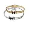 Lele Jewelry Moda Concha Negra Mariposa Pulsera Electrochapada de Acero de Titanio con Doble Incrustación de Diamantes Pulsera de Primavera Moderna y Simple para Mujer