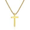 Collar de Cruz Transfronterizo Europeo y Americano Nuevo Estilo Ins Acero Inoxidable Dorado Trendy para Hombre Colgante Versátil Cadena para Suéter Joyería