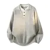Camisa polo masculina falsa de duas peças com suéter de tricô, gola Henley, estilo old money, business casual, outono e inverno, atacado de fábrica transfronteiriço