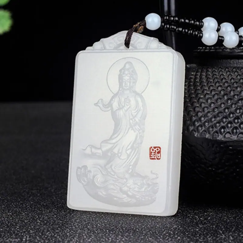 乘龙玉观音吊坠天新疆玉牌玉石玉牌阿富汗玉观音挂件玉佩炫石为玉