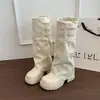 Botas longas de salto alto com solas grossas, estilosas para o outono e inverno de 2026, moda western, novas botas de cavaleiro para mulheres