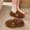 Zapatos de algodón suave para mujer, no cansados, zapatos de otoño e invierno, zapatos de pelo, mocasines Mary Jane, estilo nuevo para el pie 2026, con terciopelo, de doble uso, con terciopelo