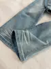 Jeans pitillo azul claro con microcampana de bigotes de gato para mujer, nuevo estilo otoño 2026, versátiles, adelgazantes, con diseño cuidado, de campana
