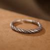 Anillo abierto pequeño y exquisito para mujer, de plata de ley S925, con diseño de ciervo, envejecido, mate, vintage, personalizado, con espigas de trigo y adornos.