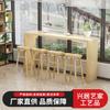 Nova Mesa de Bar e Cadeiras Estilo Chinês Totalmente em Madeira Maciça Combinação Loja de Chá com Leite Mesa e Cadeiras Longas Altas para Várias Pessoas Mesa de Bar Lazer Negociação