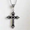 Collar Colgante Cruz de Piedra Negra Gótica Rubí Diamante Moda Simple Retro Europeo y Americano para Hombres y Mujeres