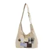 Bolsa de Compras Bordada Ecológica de Moda Japonesa Bolso de Hombro Único Informal de Moda Bolso Tote Cruzado de Tela de Mano