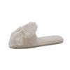Zapatillas de Lino Transpirables Dulces Retro con Lazo Grande Nuevas para Primavera y Verano Calzado de Casa Interior Antideslizante Suela Suave para las Cuatro Estaciones
