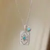 Nuevo Collar Colgante de Diamante Cuadrado Xiaohongshu para Mujer, Cadena para Clavícula de Fiesta con Temperamento de Lujo Ligero al por Mayor