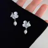 "Hada de Flor Azul Flotante" Clip para Oreja Sin Agujeros para las Orejas Pendientes Mori Perla Nuevos Pendientes 2025 Pendientes para Mujer Lujo Ligero Nicho
