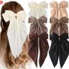 Nuevo estilo marrón Pinza para el pelo con lazo negro Accesorios para el pelo que caen en la parte trasera del cabello Estilo occidental Material Super Hada Pinza de resorte Tocado