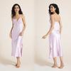 Camisola de Alcinha Sexy com Fenda Longa de Seda Gelada para Mulheres, Roupa de Dormir Yaoting com Laço para Mulheres