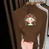 Camiseta térmica de forro polar para niñas, con volantes, para usar debajo, nuevo estilo otoño e invierno 2026, para niños mayores, top de manga larga, camiseta de cuello medio alto