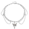 Cadena de Suéter de Perlas al por Mayor Cadena Cruzada Transfronteriza Europea y Americana Collar Punk Multicapa Lujo Ligero Nicho Cadena para Clavícula para Mujeres