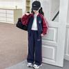 Conjunto de Roupa de Baseball Infantil Outono 2026 Moda para Meninas Gola Alta com Zíper Casual Esportivo Conjunto de Duas Peças