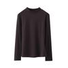 Veludo Alemão Cashmere Outono Inverno Feminino Listrado Vertical Forrado com Fleece Quente Manga Longa Amigo da Pele Roupa Interna e Externa Gola Semi-Alta Camisa Base
