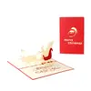 Tarjeta de felicitación 3D Pop-Up de Navidad Escultura de papel Reno de Navidad Carrito Sobre Tarjeta pequeña para amigos Amazon Venta al por mayor