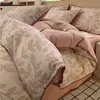 Conjunto de cama simples de outono e inverno de algodão puro escovado de quatro peças, capa de edredom espessa 100% algodão e um conjunto de lençóis de três peças luxuoso e de alta qualidade