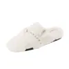 Mules macias e fofas estilo francês com bico fechado para mulheres, outono e inverno de 2026, sapatos peludos inspirados em Chanel, sapatos baixos quentes para gestantes
