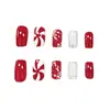 Item de venda quente do comércio exterior 24 peças nail art Floco de neve de Halloween Listrado Versátil Atmosfera Unhas postiças quadradas de comprimento médio atacado