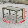Cadeira de Bambu Antiga com Encosto, Banqueta Pequena de Bambu para Dançar, Mesa de Bambu e Rattan Trançada à Mão, Conjunto de Mesa e Cadeiras de Bambu para Exterior para Uso Comercial