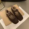 Zapatos de felpa Mary Jane retro para mujer, nuevo modelo otoño 2026, mocasines planos para exteriores, zapatos de invierno cálidos
