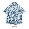 Camisa de Flores de Manga Corta de Playa de Secado Rápido para Pareja de Hombres y Mujeres Tailandia Verano Nuevo Camisa Hawaiana de Manga Media para la Orilla del Mar
