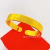 Pulseira de Latão Banhado a Ouro com Sutra do Coração de Lótus Estilo Antigo para Mulheres, Design Aberto, Pulseira Sólida Simples e Fashion, Joias de Casamento Atacado