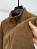 Jaqueta Cardigan Masculina 2025 Outono/Inverno com Gola Alta e Zíper Jaqueta Masculina Quente de Lã Polar Cor Sólida Homem