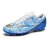 Zapatos de fútbol 008, de corte bajo de piel, tacos largos FG, tacos TF, suela plana, tacos HG, zapatillas deportivas de entrenamiento para hombres, mujeres y adolescentes