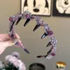 Diadema de Cristal Morado con Pedrería y Dientes Antideslizante Pinza para el Cabello Superior de Calavera Exquisita Suave Sensación de Alta Gama Diadema Versátil para el Día a Día