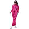 Conjunto Esportivo Casual Vermelho Rosa para Mulheres, Jaqueta de Secagem Rápida com Proteção Solar para Corrida e Fitness, Calça Jogger, Conjunto de Roupa para Primavera