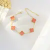 Pulsera de trébol de cuatro hojas más vendida en Amazon pulsera de doble cara titanio de acero titanio 18K oro real color 18k joyería versátil venta al por mayor