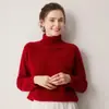 Suéter de cachemira para mujer 100% cachemira pura de cabra otoño 2026 raglán cuello alto tejido ajuste ceñido cálido suéter básico