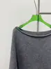 Nuevo Estilo Otoño e Invierno, Tejido de Lana Pura Relajado con Hombro Caído, Negro/Gris